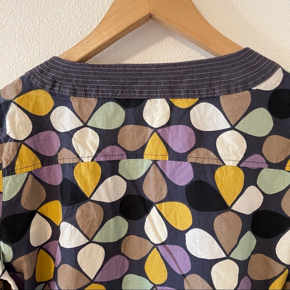 Boden Split Neck Geometric Tear Drop Purple 3/4 Sleeve Pullover Blouse-6 - Picture 6 of 9